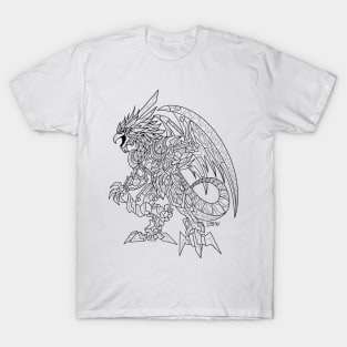 quetzalcoatl in metal mecha armor dragon ecopop pattern art T-Shirt